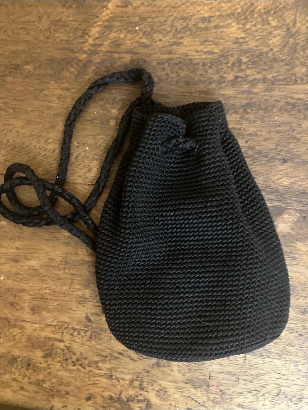 Old Navy Black Knit Drawstring Crossbody Mini Bag Backpack